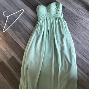 Long green bill levkoff bridesmaids dress